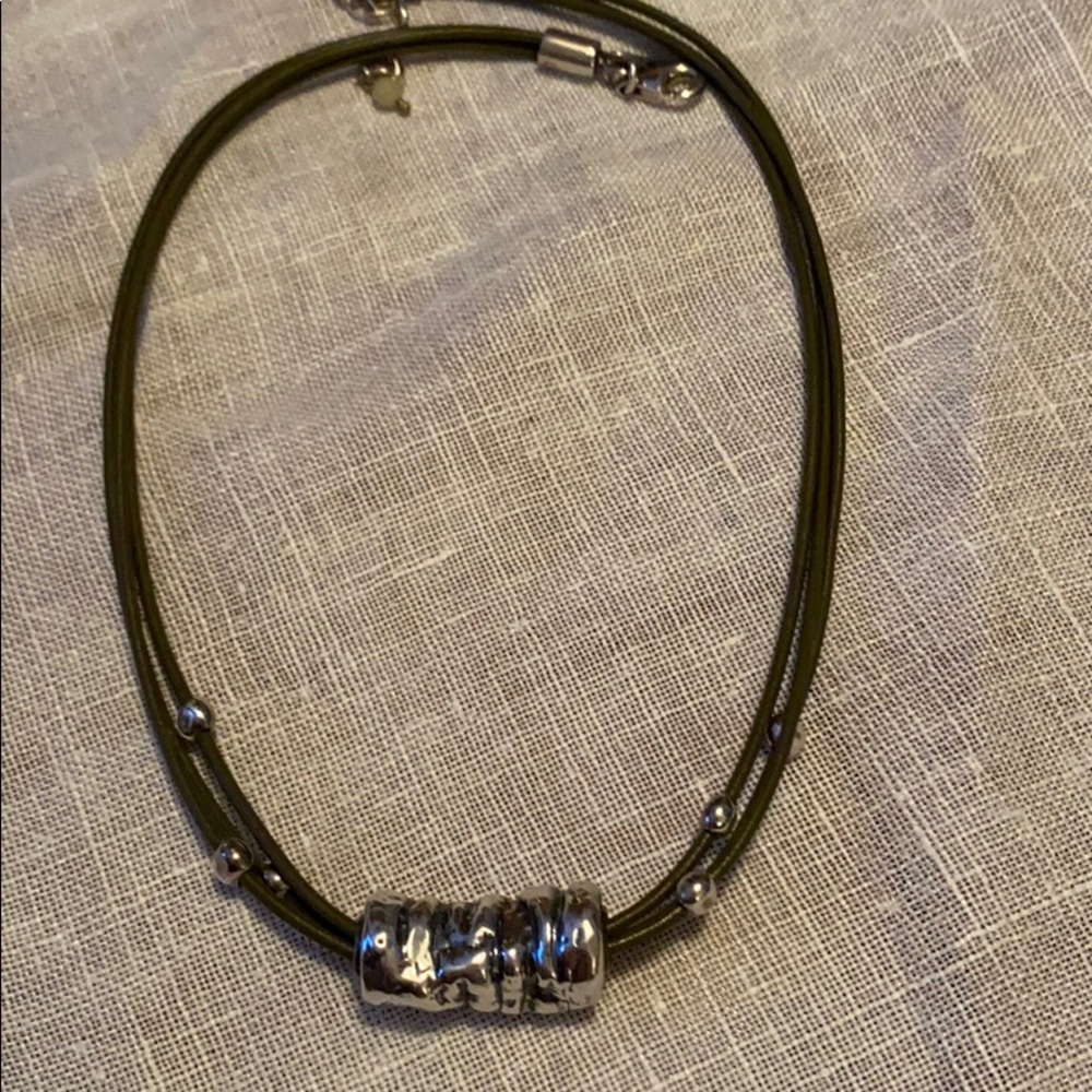 Silpada leather and sterling necklace 17 in